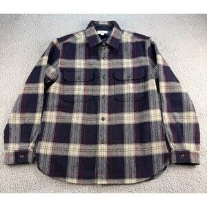 J. CREW Wallace & Barnes Plaid Shirt Mens Large 100% Wool Work Shirt Jacket